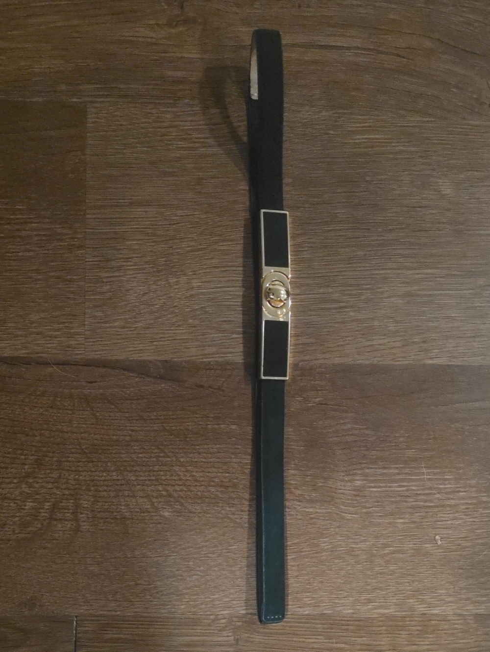 Green stretch Belt with Gold Interlocking Logo Buckle